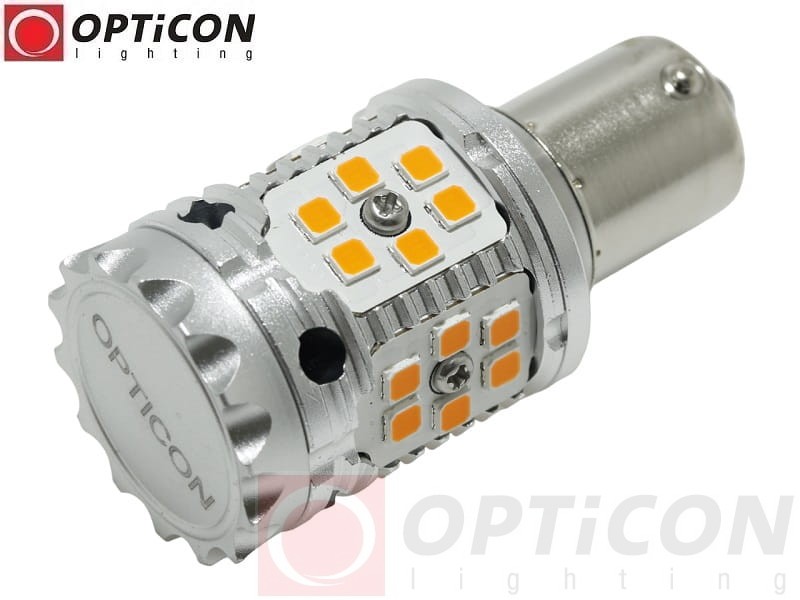 Żarówka Led Py21W Bau15s 12V DC 30x SMD3030 Pomarańczowy CANBUS OPTICON PREMIUM