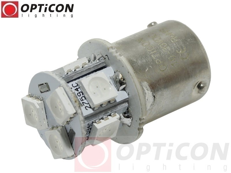 Żarówka Led R5W Ba15s 12V 24V DC 8x SMD5050 Zielony OPTICON PREMIUM