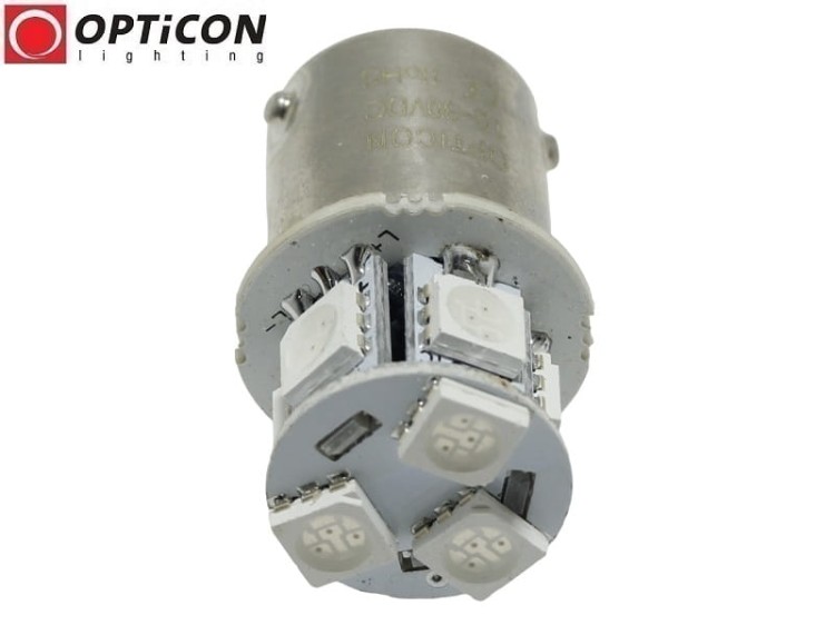 Żarówka Led R5W Ba15s 12V 24V DC 8x SMD5050 Zielony OPTICON PREMIUM