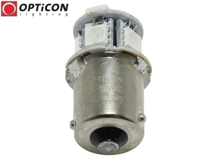 Żarówka Led R5W Ba15s 12V 24V DC 8x SMD5050 Zielony OPTICON PREMIUM