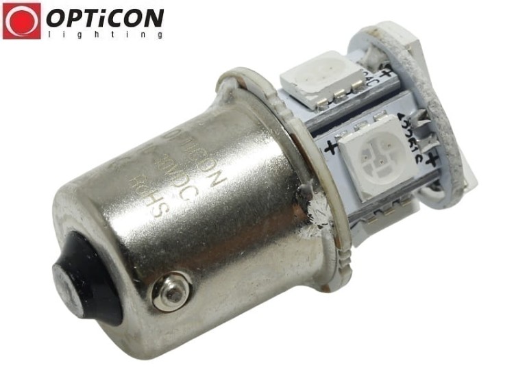 Żarówka Led R5W Ba15s 12V 24V DC 8x SMD5050 Pomarańczowy OPTICON PREMIUM