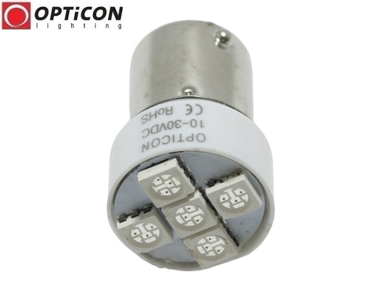 Żarówka Led R5W Ba15s 12V 24V DC 5x SMD5050 Czerwony OPTICON PREMIUM
