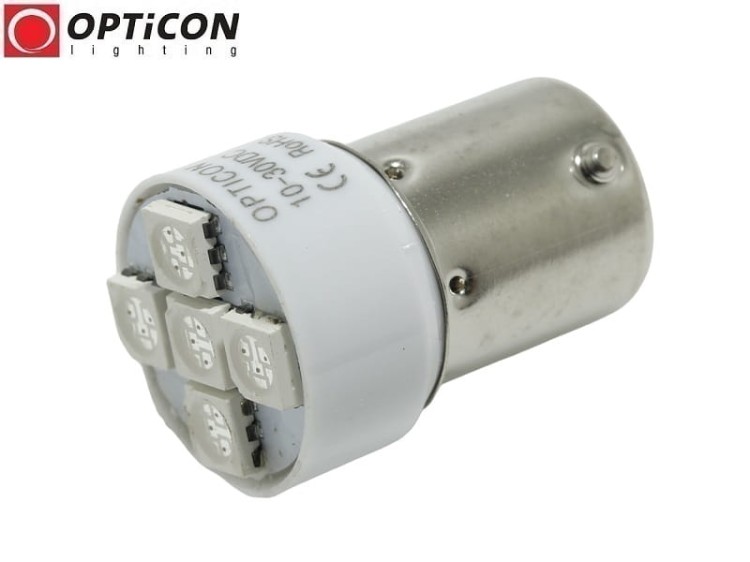 Żarówka Led R5W Ba15s 12V 24V DC 5x SMD5050 Czerwony OPTICON PREMIUM