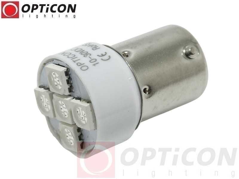 Żarówka Led R5W Ba15s 12V 24V DC 5x SMD5050 Niebieski OPTICON PREMIUM