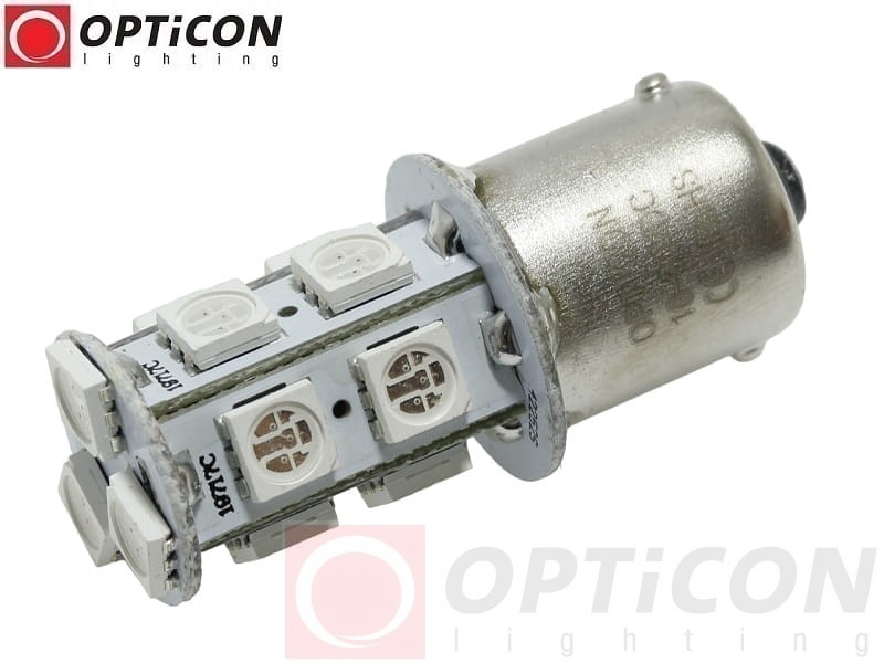Żarówka Led R10W Ba15s 12V 24V DC 13x SMD5050 Pomarańczowy OPTICON PREMIUM