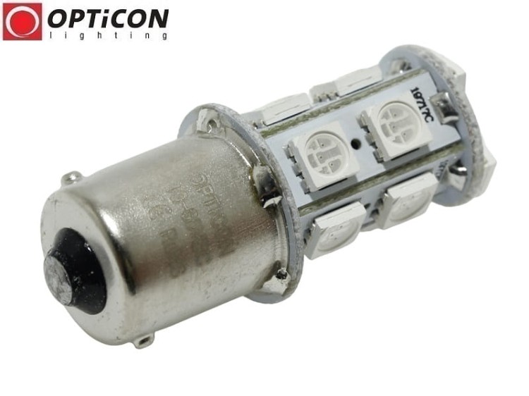 Żarówka Led R10W Ba15s 12V 24V DC 13x SMD5050 Pomarańczowy OPTICON PREMIUM