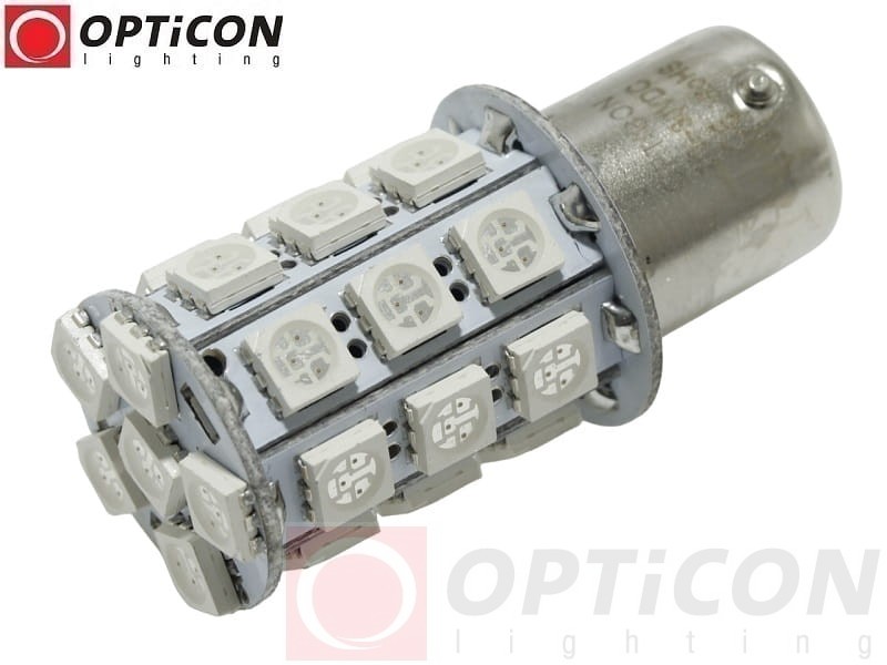 Żarówka Led Py21W Bau15s 12V 24V DC 27x SMD5050 Pomarańczowy OPTICON PREMIUM