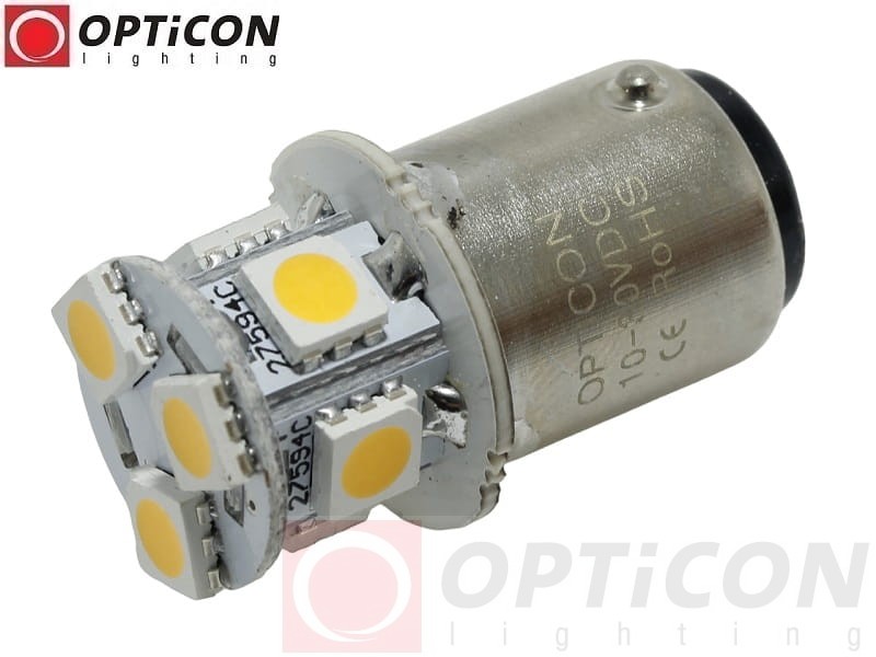 Żarówka Led Ba15d 1W 8x SMD 5050 10-30V DC Biały Ciepły 12V 24V OPTICON