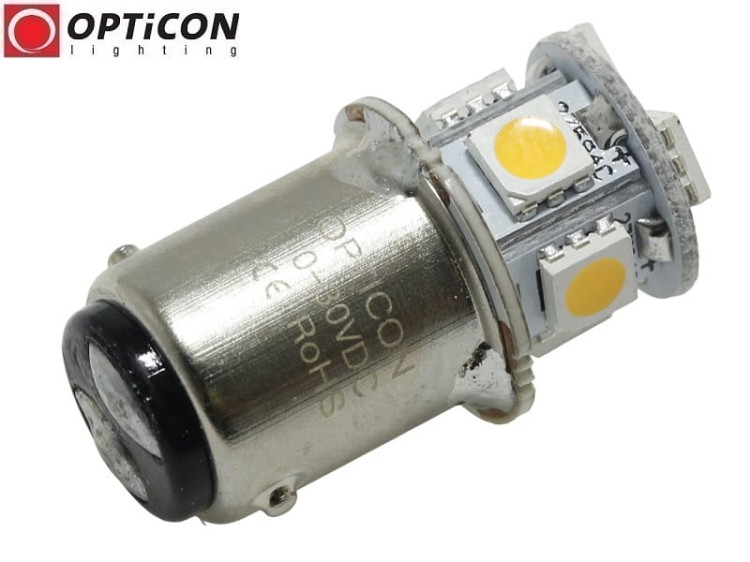 Żarówka Led Ba15d 1W 8x SMD 5050 10-30V DC Biały Ciepły 12V 24V OPTICON