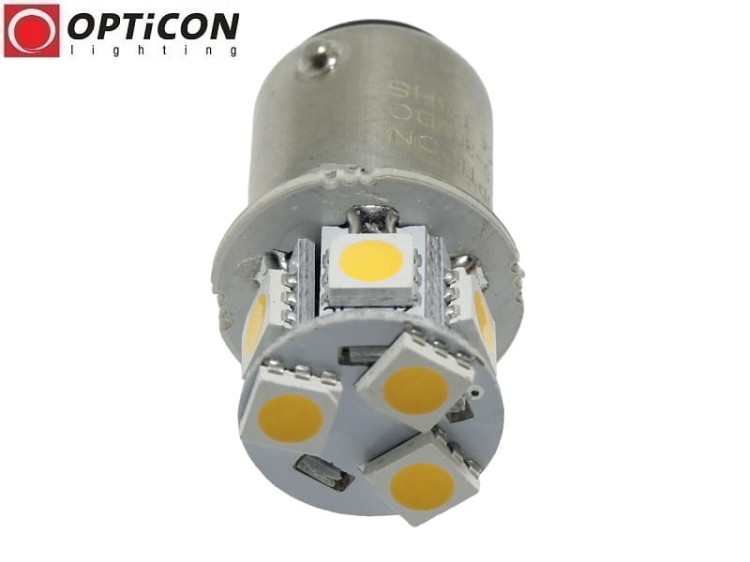Żarówka Led Ba15d 1W 8x SMD 5050 10-30V DC Biały Ciepły 12V 24V OPTICON
