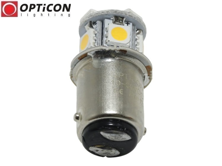 Żarówka Led Ba15d 1W 8x SMD 5050 10-30V DC Biały Ciepły 12V 24V OPTICON