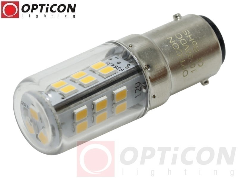 Żarówka Led Ba15d 3W 27x SMD 2835 10-30V DC Biały Ciepły 12V 24V OPTICON