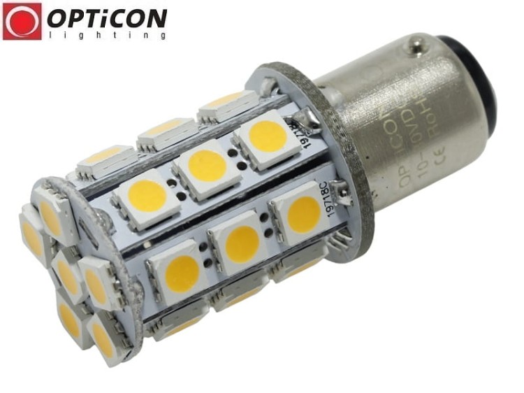 Żarówka Led Ba15d 4W 27x SMD 5050 10-30V DC Biały Ciepły 12V 24V OPTICON