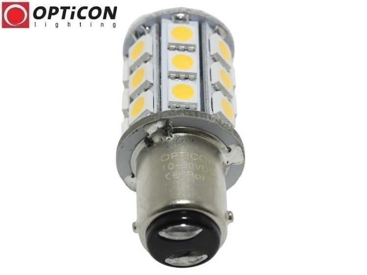Żarówka Led Ba15d 4W 27x SMD 5050 10-30V DC Biały Ciepły 12V 24V OPTICON