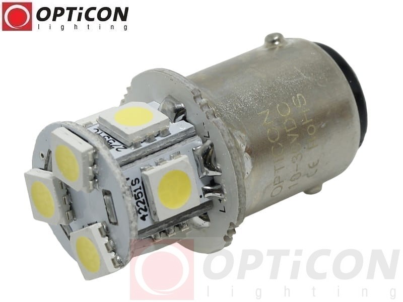 Żarówka Led Ba15d 1W 8x SMD 5050 10-30V DC Biały Zimny 12V 24V
