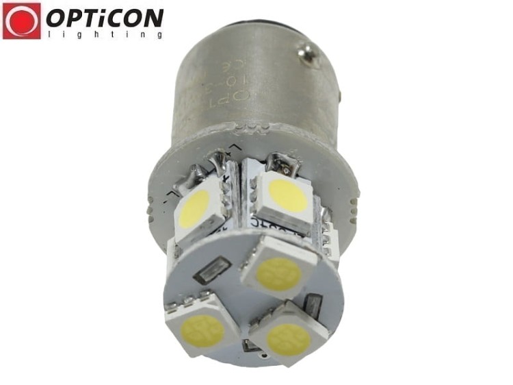 Żarówka Led Ba15d 1W 8x SMD 5050 10-30V DC Biały Zimny 12V 24V