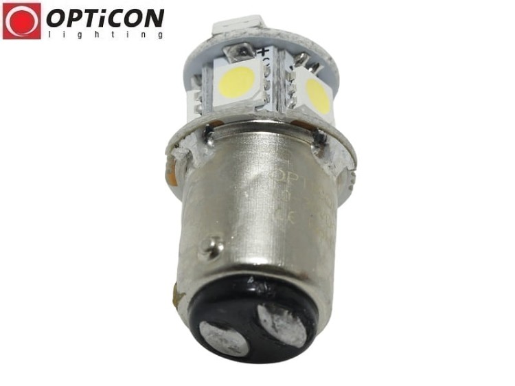 Żarówka Led Ba15d 1W 8x SMD 5050 10-30V DC Biały Zimny 12V 24V
