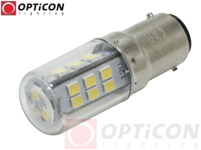 Żarówka Led Ba15d 3W 27x SMD 2835 10-30V DC Biały Zimny 12V 24V OPTICON