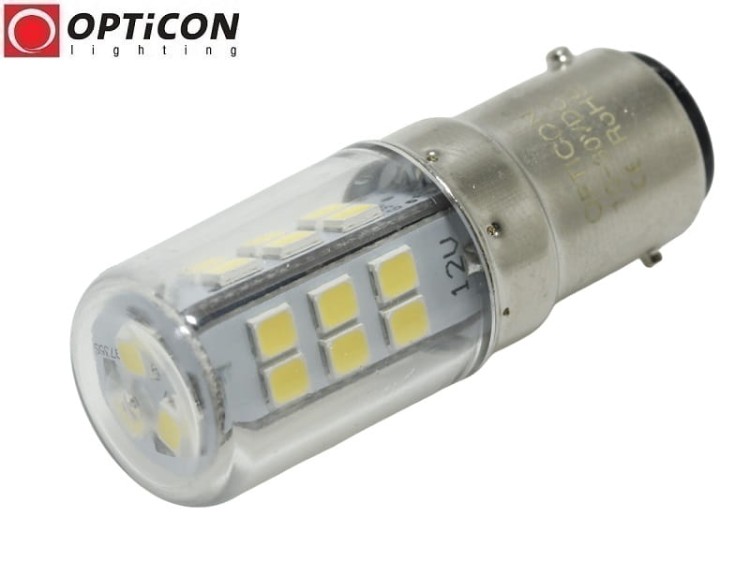 Żarówka Led Ba15d 3W 27x SMD 2835 10-30V DC Biały Zimny 12V 24V OPTICON
