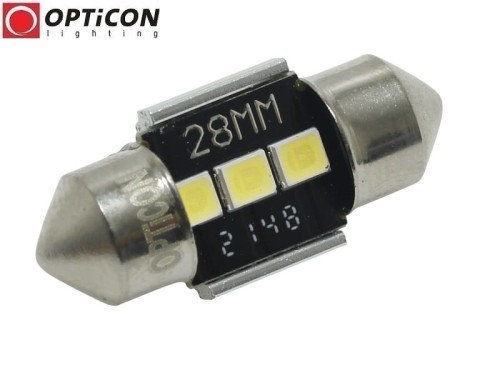 Żarówka Led C5W 28mm 12V DC 3x SMD 2835 Biały Zimny 6000K CANBUS OPTICON PREMIUM