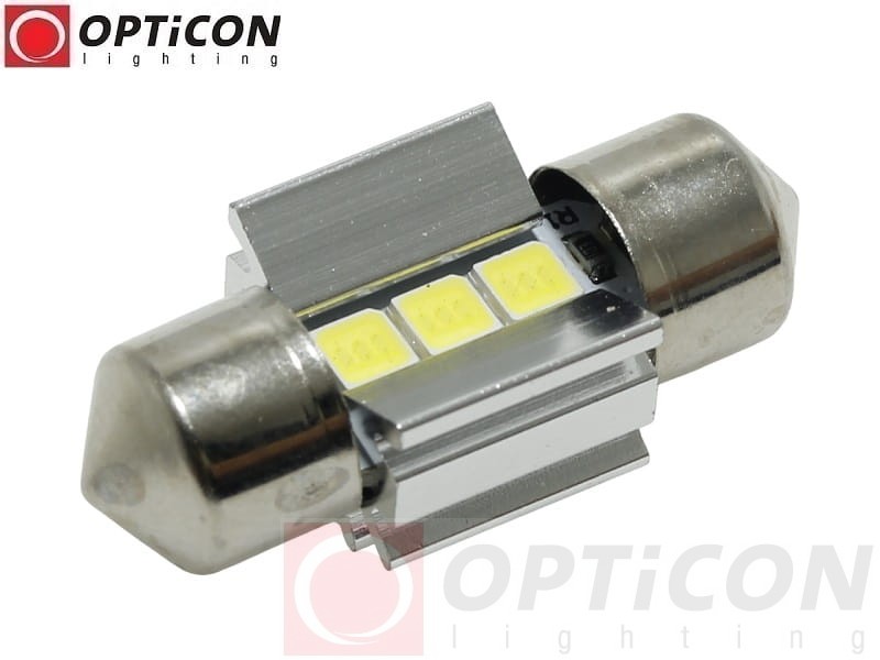 Żarówka Led C5W 28mm 12V DC 3x SMD 3030 Biały Zimny 6000K CANBUS OPTICON PREMIUM