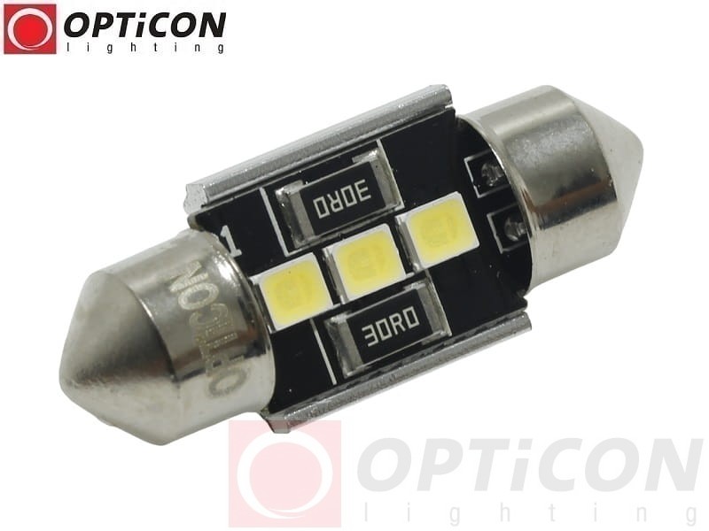 Żarówka Led C5W 31mm 12V DC 3x SMD 2835 Biały Zimny 6000K CANBUS OPTICON PREMIUM