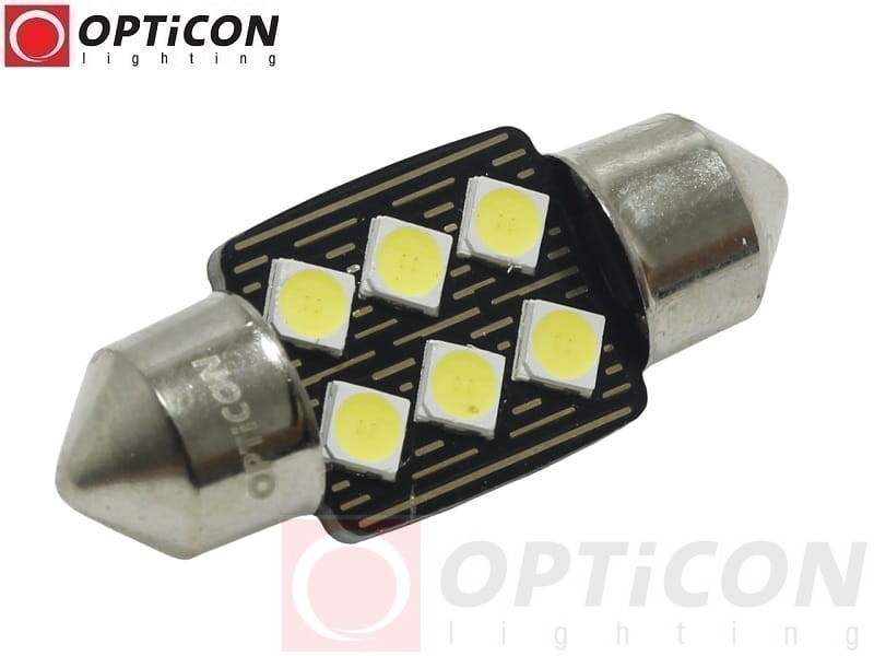Żarówka Led C5W 31mm 12V DC 6x SMD 3030 Biały Zimny CANBUS 6000K OPTICON