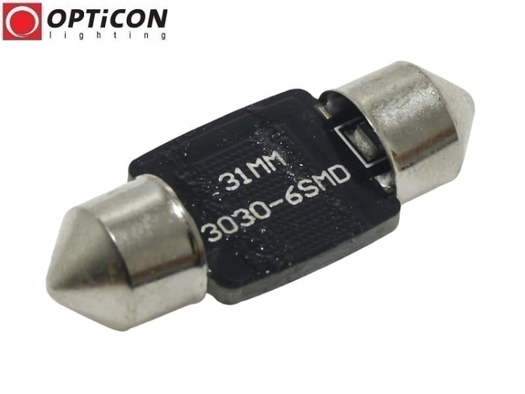 Żarówka Led C5W 31mm 12V DC 6x SMD 3030 Biały Zimny CANBUS 6000K OPTICON