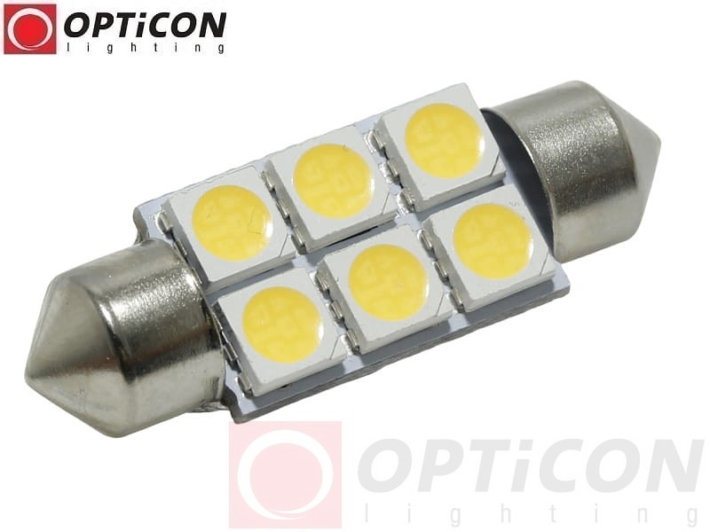 Żarówka Led C5W 36mm 12V 24V DC 6x SMD 5050 Biały Neutralny 4500K OPTICON