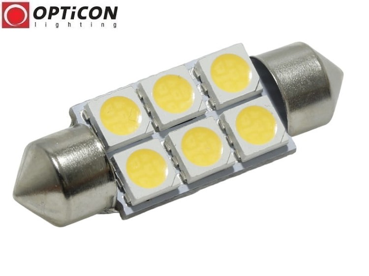 Żarówka Led C5W 36mm 12V 24V DC 6x SMD 5050 Biały Neutralny 4500K OPTICON