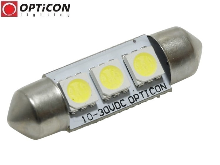 Żarówka Led C5W 39mm 12V 24V DC 3x SMD 5050 Biały Zimny 6000K OPTICON