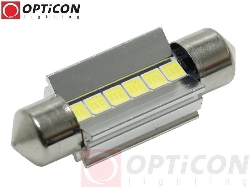 Żarówka Led C10W 39mm 12V DC 6x SMD 3030 Biały Zimny 6000K CANBUS OPTICON PREMIUM