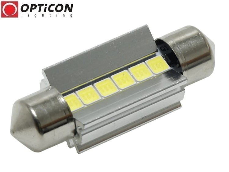 Żarówka Led C10W 39mm 12V DC 6x SMD 3030 Biały Zimny 6000K CANBUS OPTICON PREMIUM