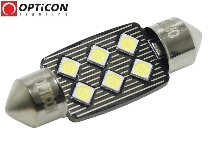 Żarówka Led C5W 39mm 12V DC 6x SMD 3030 Biały Zimny CANBUS 6000K OPTICON