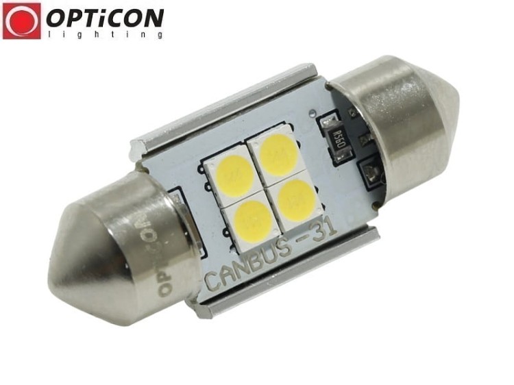 Żarówka Led C5W 31mm 12V DC 4x SMD 3030 Biały Zimny 6000K CANBUS OPTICON PREMIUM