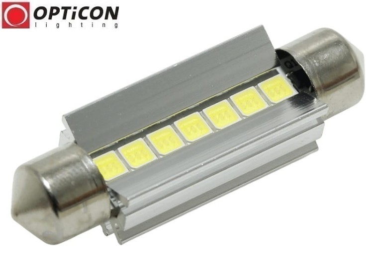Żarówka Led C10W 42mm 12V DC 7x SMD 3030 Biały Zimny 6000K CANBUS OPTICON PREMIUM