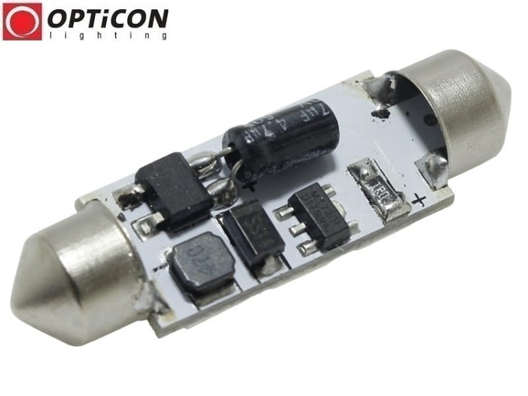 Żarówka Led C10W 42mm 12V 24V DC 6x SMD 5050 Biały Zimny 6000K OPTICON