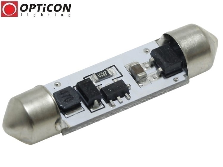 Żarówka Led C10W 42mm 12V 24V DC 3x SMD 5050 Czerwony OPTICON