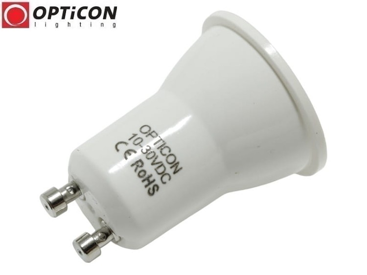 Żarówka LED GU11 2W 10-30V DC 12x SMD 2835 Biały Zimny 6000K 12V 24V OPTICON