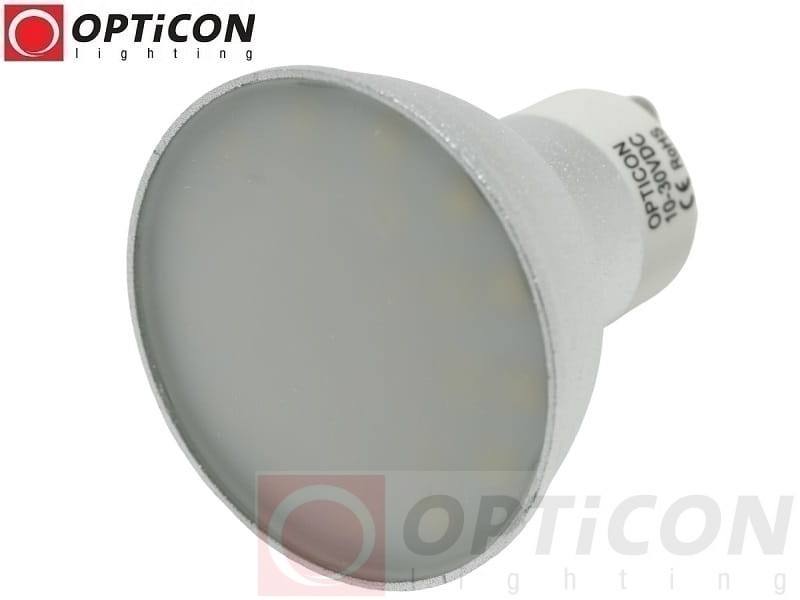 Żarówka LED GU10 4W 10-30V DC 27x SMD 2835 Biały Neutralny 4500K 12V 24V OPTICON