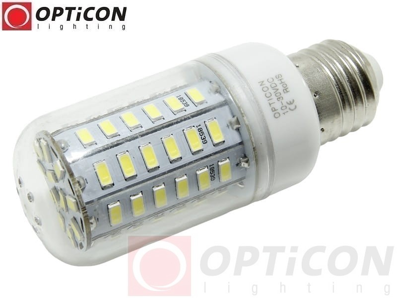 Żarówka LED E27 6W 10-30V DC 66x SMD5730 Biały Zimny 6000K 12V 24V OPTICON