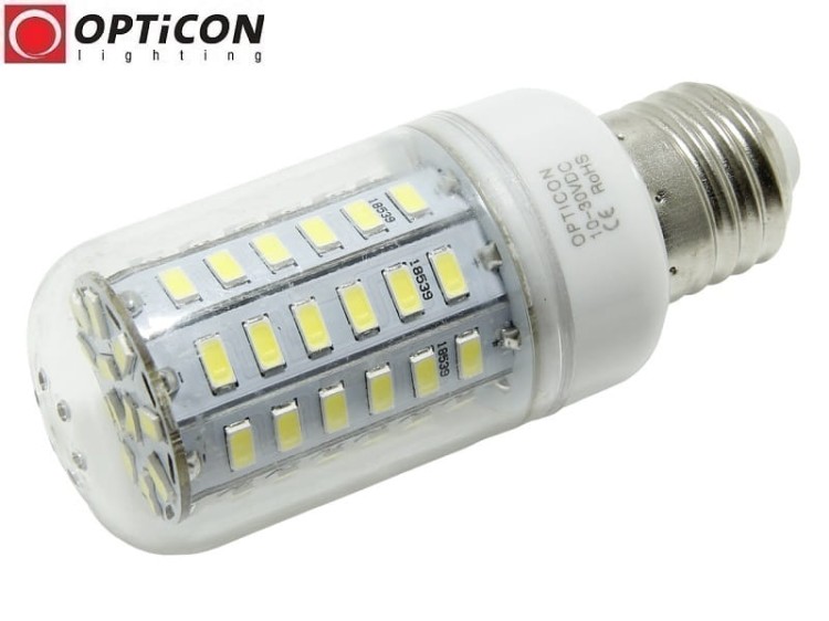 Żarówka LED E27 6W 10-30V DC 66x SMD5730 Biały Zimny 6000K 12V 24V OPTICON