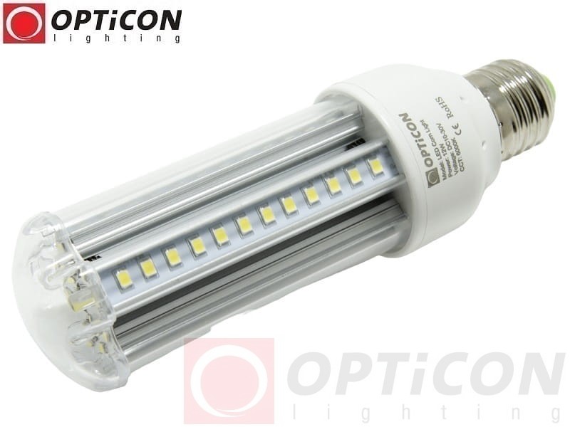 Żarówka LED E27 12W 10-30V DC 72x SMD2835 Biały Zimny 6000K 12V 24V OPTICON