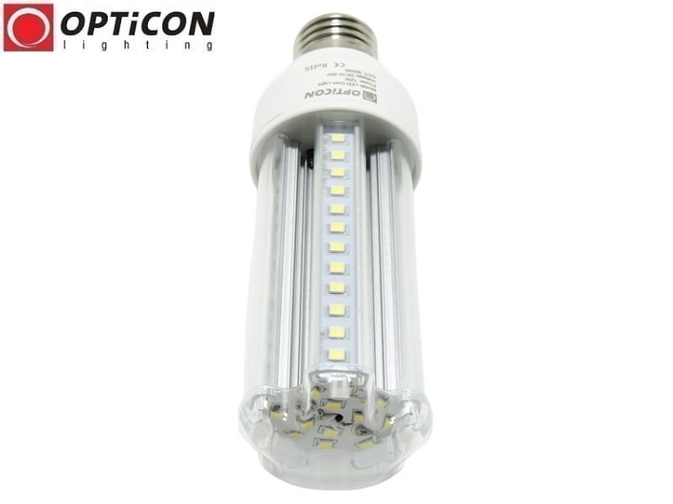Żarówka LED E27 12W 10-30V DC 72x SMD2835 Biały Zimny 6000K 12V 24V OPTICON