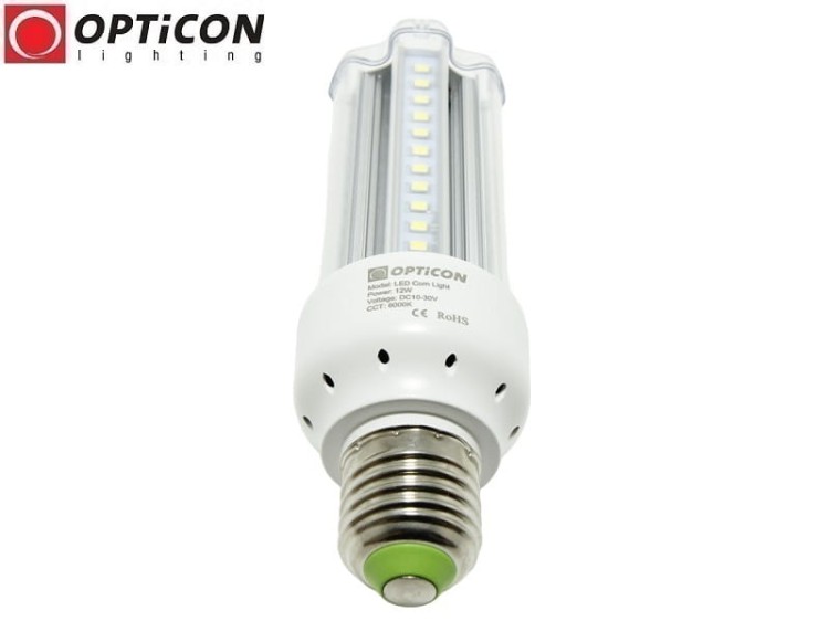 Żarówka LED E27 12W 10-30V DC 72x SMD2835 Biały Zimny 6000K 12V 24V OPTICON