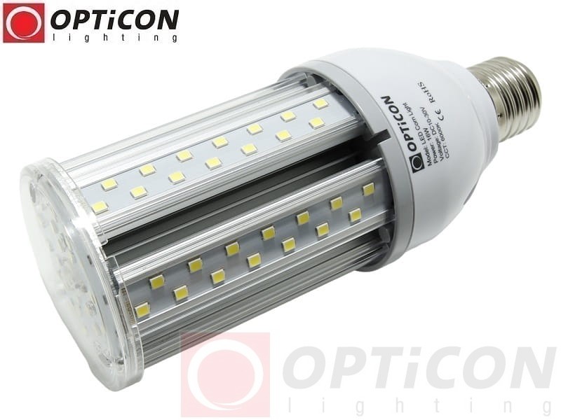 Żarówka LED E27 16W 10-30V DC 112x SMD2835 Biały Zimny 6000K 12V 24V OPTICON