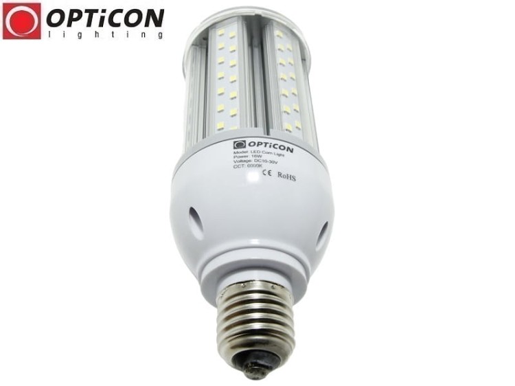Żarówka LED E27 16W 10-30V DC 112x SMD2835 Biały Zimny 6000K 12V 24V OPTICON