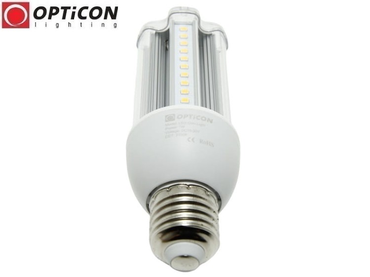 Żarówka LED E27 7W 10-30V DC 54x SMD2835 Biały Ciepły 3000K 12V 24V OPTICON