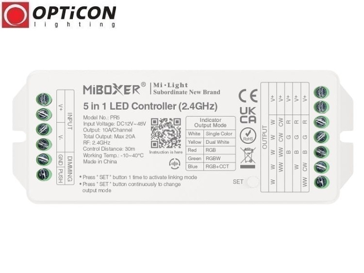 Sterownik Taśm LED MiLight 5in1 PR5 / FUT037P+ 20A 12V / 24V DC 2,4G