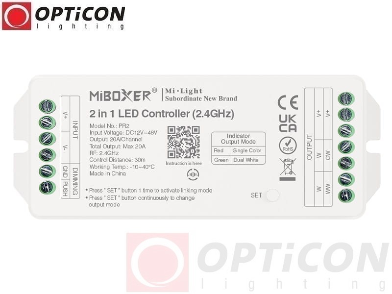 Sterownik Taśm LED MiLight 2in1 PR2 / FUT035P+ 20A 12V / 24V DC Radiowy 2,4G